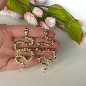 Anthropologie Gold Snake Earrings